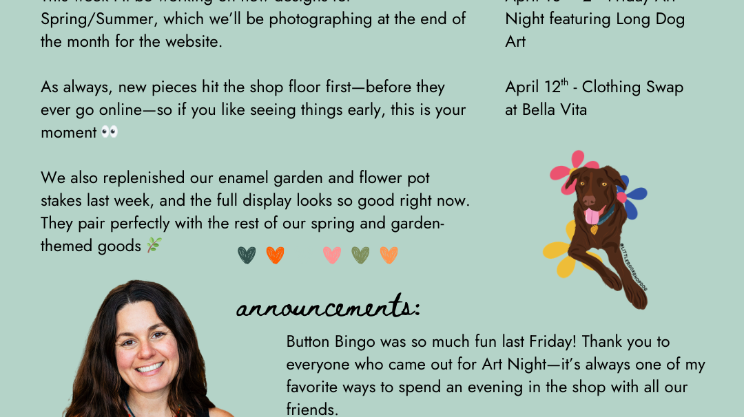 Bella Vita Studio Notes - 3/16 - 3/22