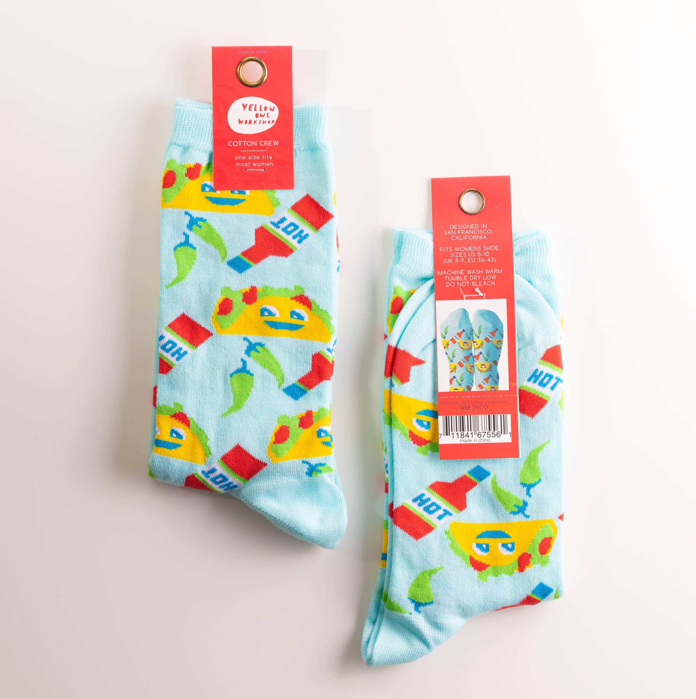 Women's - Taco Crew Socks Yellow Owl Workshop