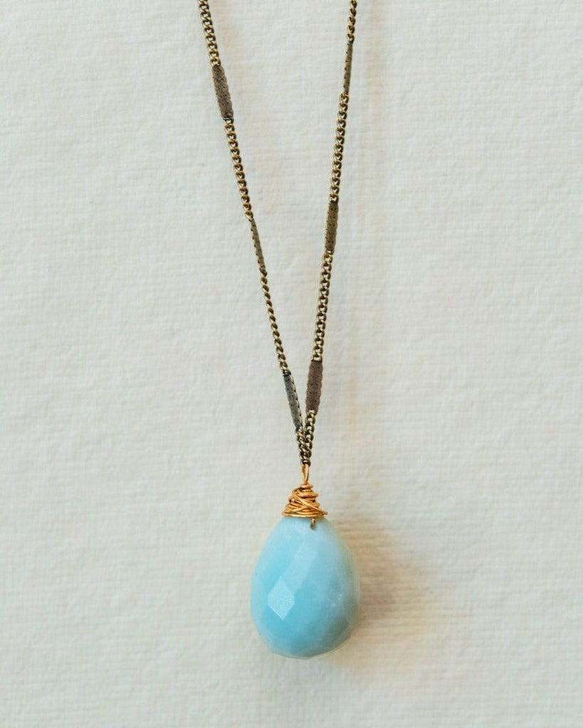 Zara Drop Necklace – The Perfect Gift of Timeless Elegance and Artisan Craftsmanship Necklaces Bella Vita Jewelry Amazonite Antique Gold Plated