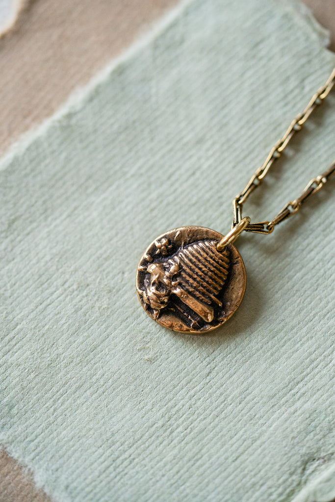 Beehive Heirloom Button Necklace Charm + Pendant Necklaces Bella Vita Jewelry   