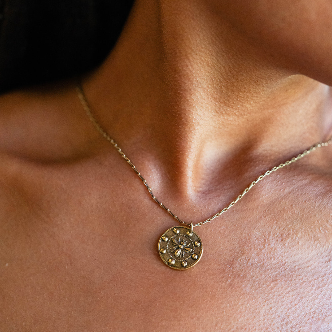 In the Garden - Honey Bee Necklace Charm + Pendant Necklaces Bella Vita Jewelry