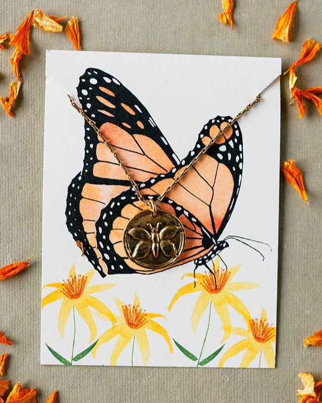 In the Garden - Butterfly Necklace Charm + Pendant Necklaces Bella Vita Jewelry Gold Plated Pendant/Gold Plated Chain