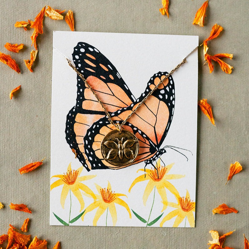 In the Garden - Butterfly Necklace Charm + Pendant Necklaces Bella Vita Jewelry Gold Plated Pendant/Gold Plated Chain