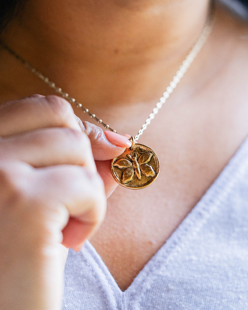 In the Garden - Butterfly Necklace Charm + Pendant Necklaces Bella Vita Jewelry