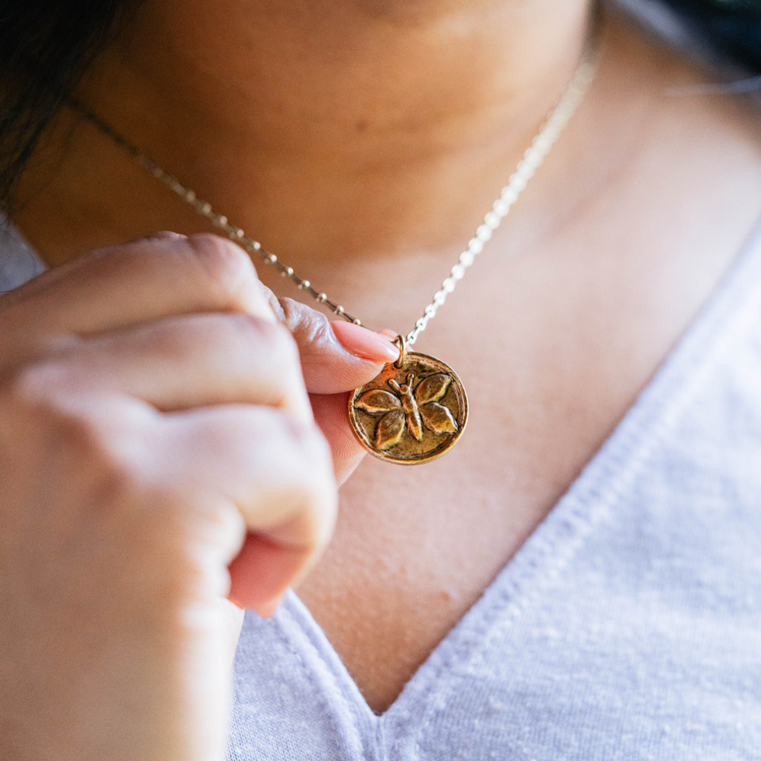 In the Garden - Butterfly Necklace Charm + Pendant Necklaces Bella Vita Jewelry