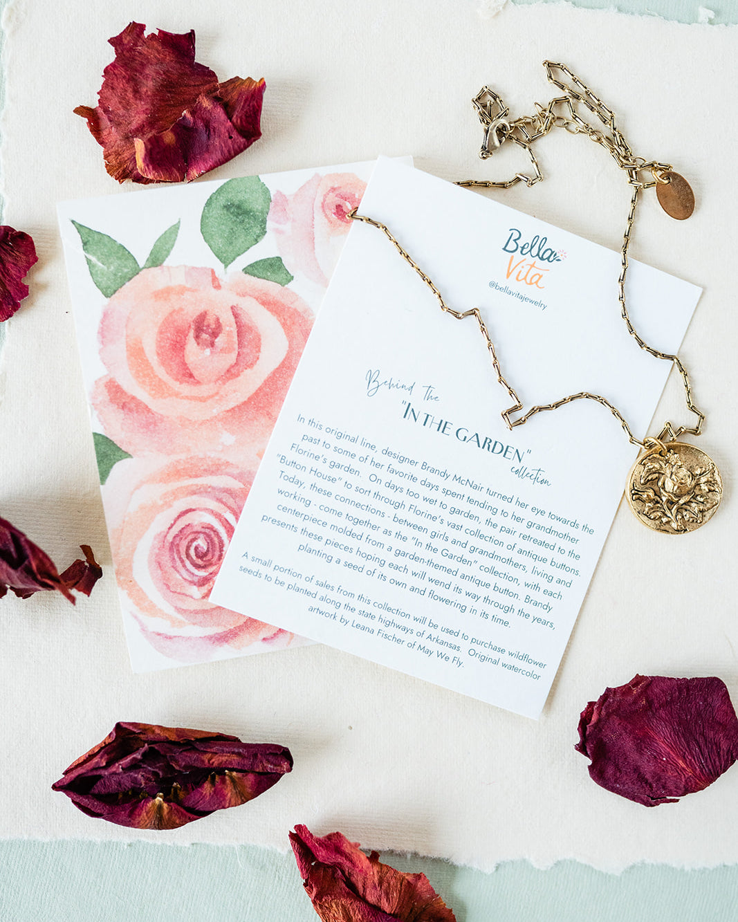 In the Garden - Rose Necklace Charm + Pendant Necklaces Bella Vita Jewelry