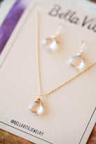Natural Stone Jewelry Gift Sets Charm + Pendant Necklaces Bella Vita Jewelry Clear Quartz 14k Gold Filled