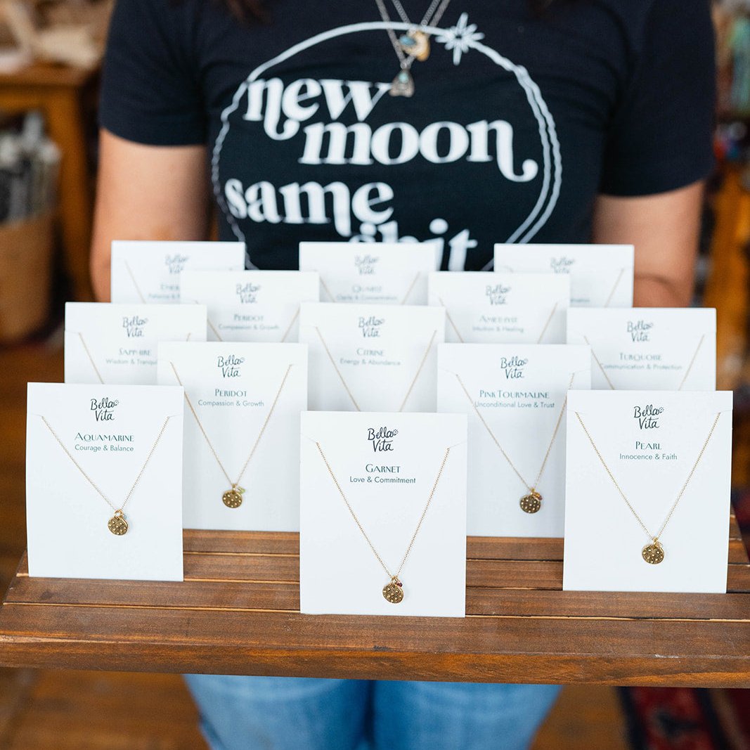 Dainty Birthstone Button Charm Necklace Charm + Pendant Necklaces Bella Vita Jewelry