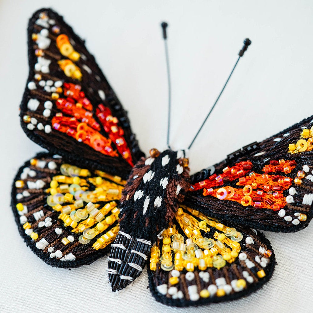 Hand Embroidered Butterfly Wall Art Wall Art Trovelore