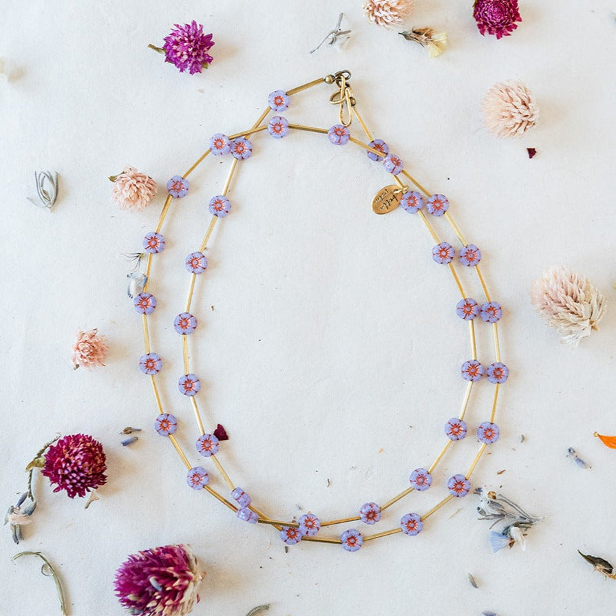 Flower Power Daisy Chain Necklace Charm + Pendant Necklaces Bella Vita Jewelry Purple