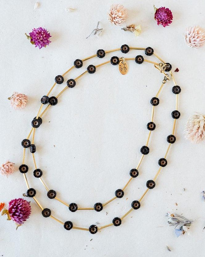 Flower Power Daisy Chain Necklace Charm + Pendant Necklaces Bella Vita Jewelry Black
