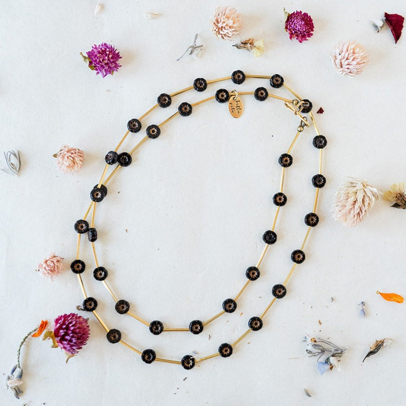 Flower Power Daisy Chain Necklace Charm + Pendant Necklaces Bella Vita Jewelry Black