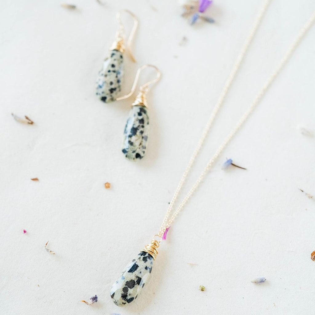 Dalmatian Jasper Necklace and Earring Set Charm + Pendant Necklaces Bella Vita Jewelry   