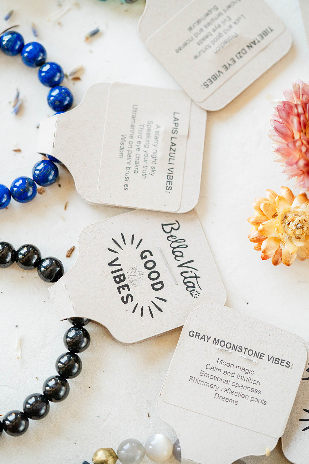 Original Good Vibes Intention Bracelets | Handcrafted Gemstone Jewelry Beaded Bangles Bella Vita Jewelry