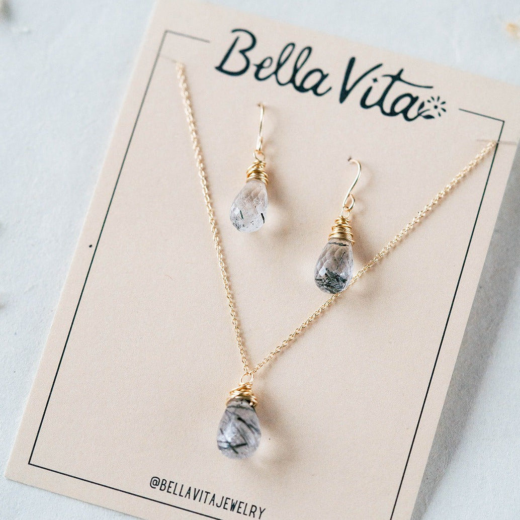 Tourmalinated Quartz Set Charm + Pendant Necklaces Bella Vita Jewelry