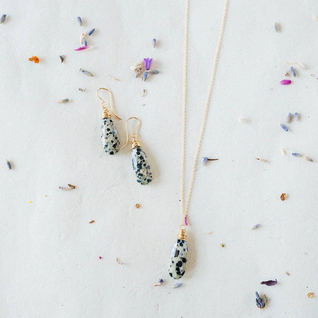 Dalmatian Jasper Necklace and Earring Set Charm + Pendant Necklaces Bella Vita Jewelry   