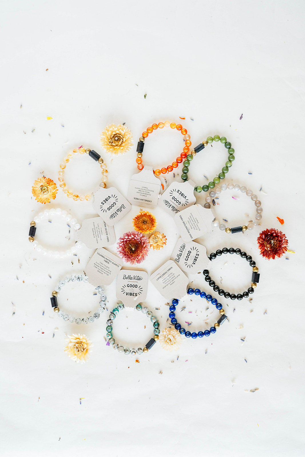 Original Good Vibes Intention Bracelets | Handcrafted Gemstone Jewelry Beaded Bangles Bella Vita Jewelry