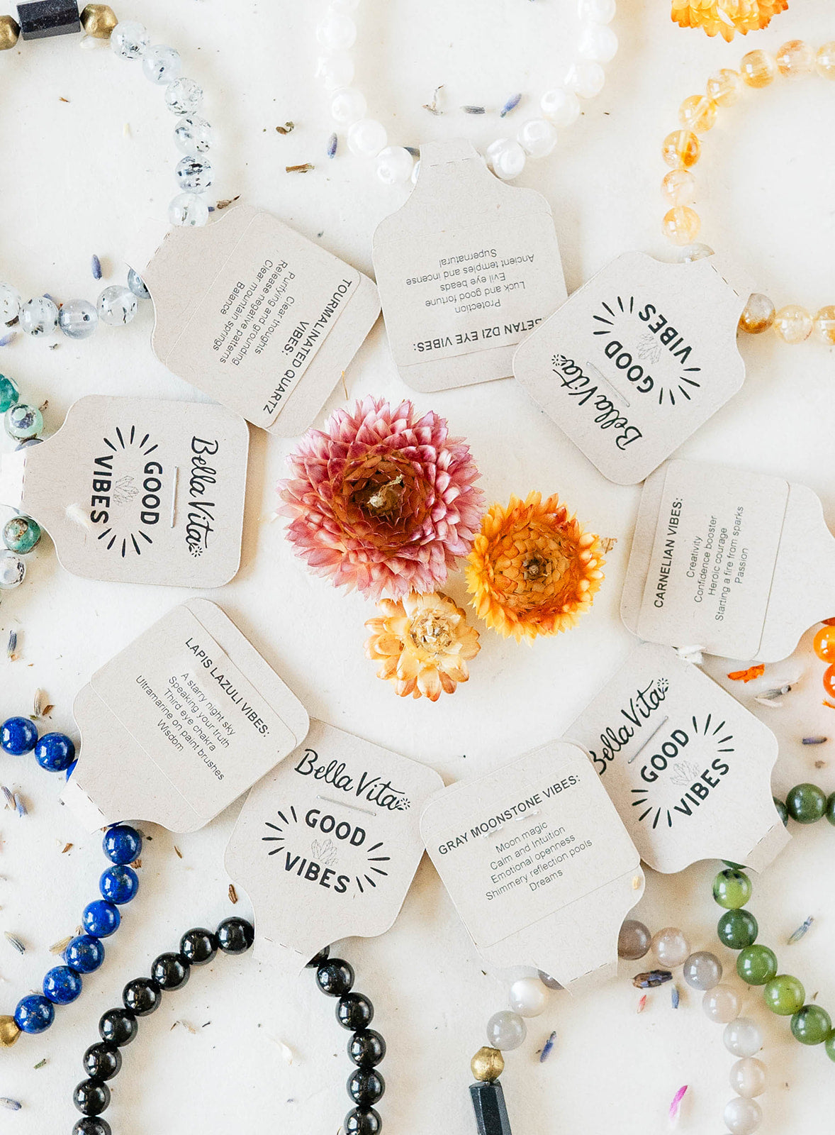 Original Good Vibes Intention Bracelets | Handcrafted Gemstone Jewelry Beaded Bangles Bella Vita Jewelry