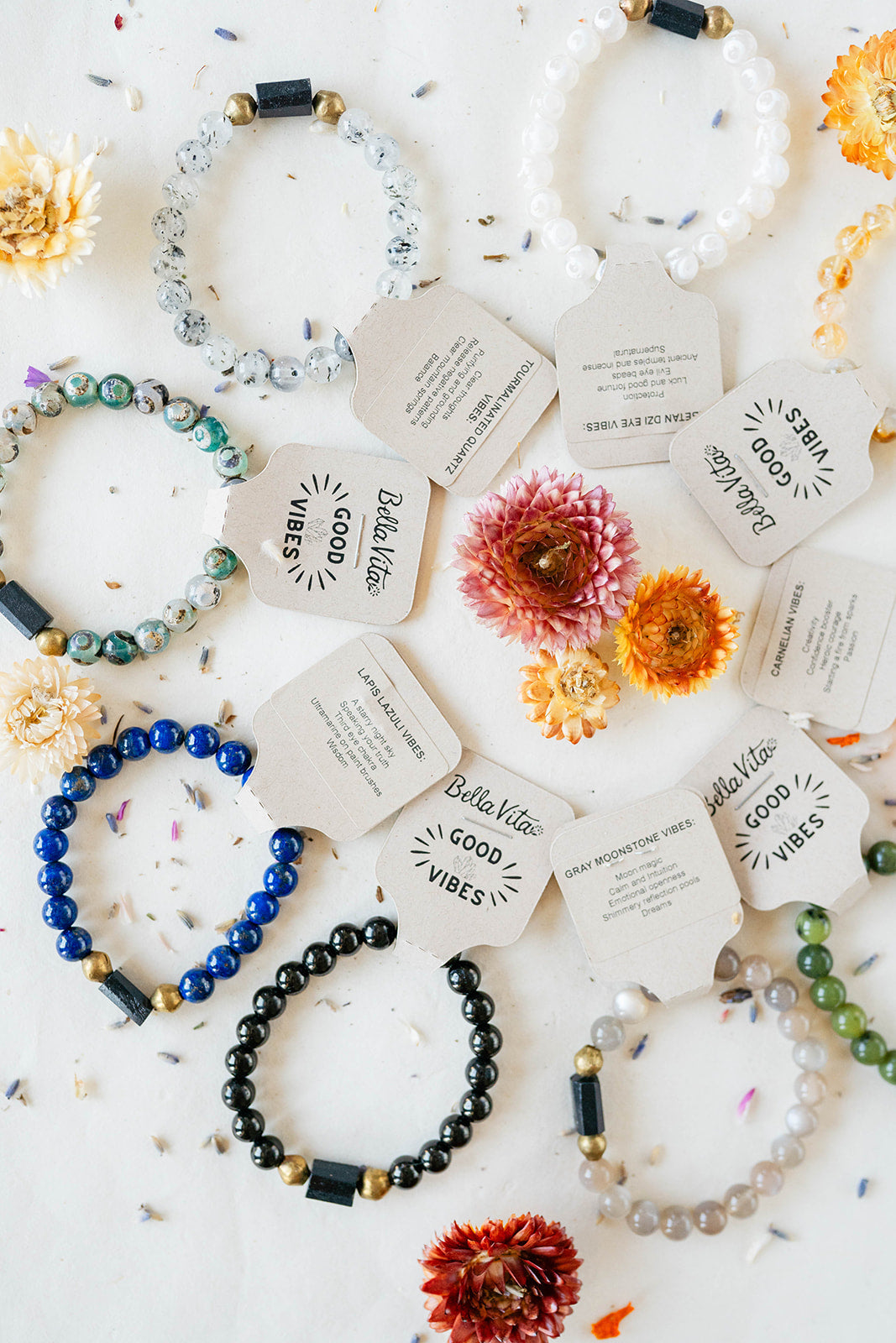 Original Good Vibes Intention Bracelets | Handcrafted Gemstone Jewelry Beaded Bangles Bella Vita Jewelry