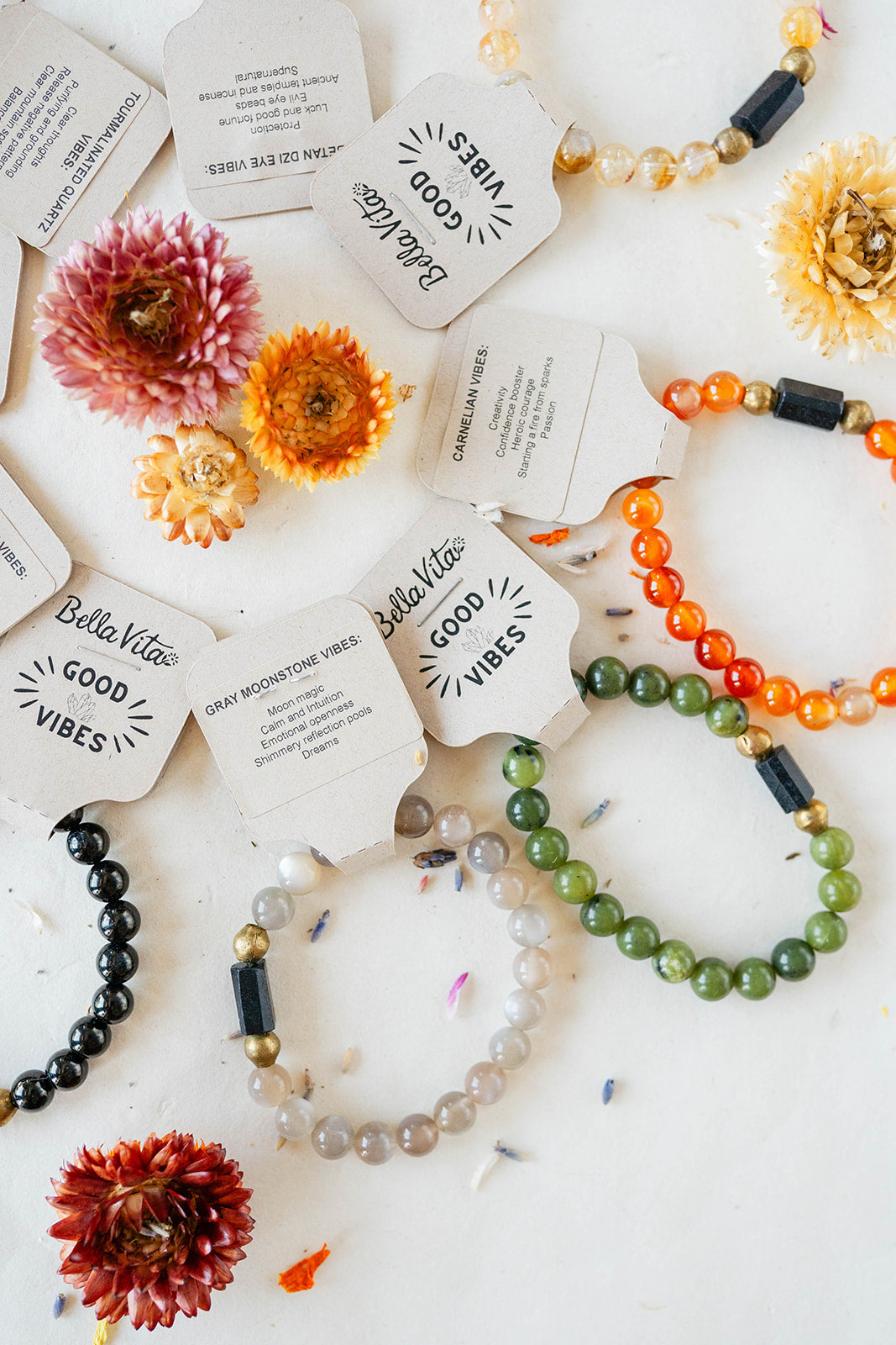 Original Good Vibes Intention Bracelets | Handcrafted Gemstone Jewelry Beaded Bangles Bella Vita Jewelry