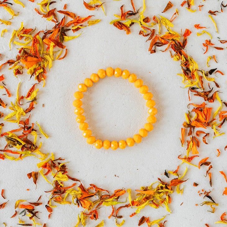 Faceted Glass Crystal Bangle Beaded Bangles Bella Vita Jewelry Yellow 7"