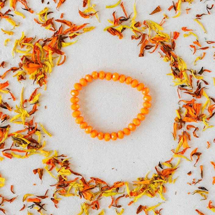 Faceted Glass Crystal Bangle Beaded Bangles Bella Vita Jewelry Orange 7"