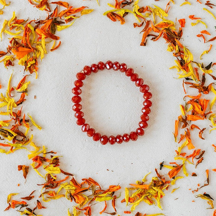 Faceted Glass Crystal Bangle Beaded Bangles Bella Vita Jewelry Carnelian 7"