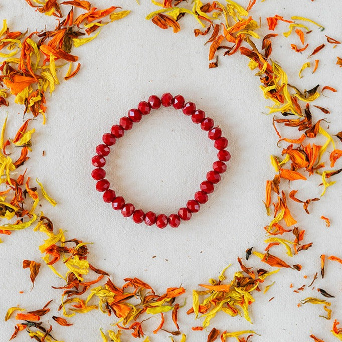 Faceted Glass Crystal Bangle Beaded Bangles Bella Vita Jewelry Razorback Red 7"