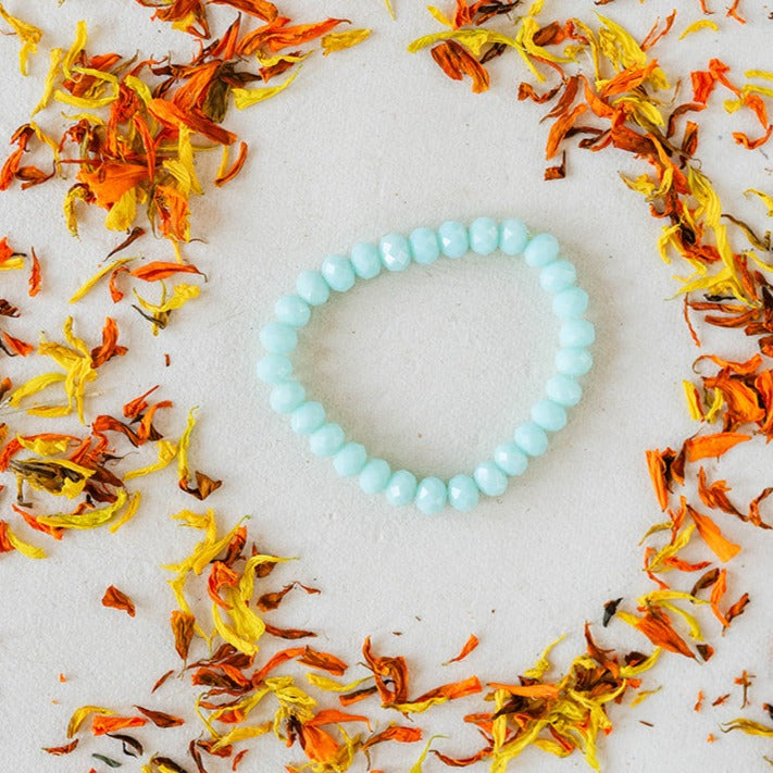 Faceted Glass Crystal Bangle Beaded Bangles Bella Vita Jewelry Robins Egg Blue 7"