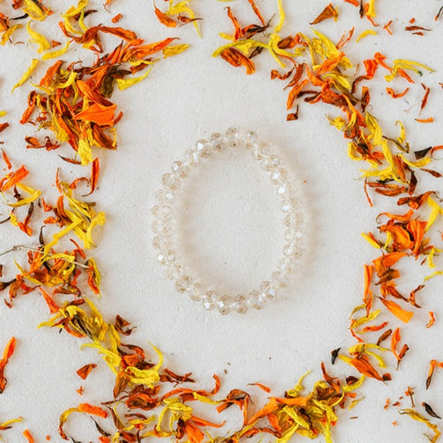 Faceted Glass Crystal Bangle Beaded Bangles Bella Vita Jewelry Quartz 7"