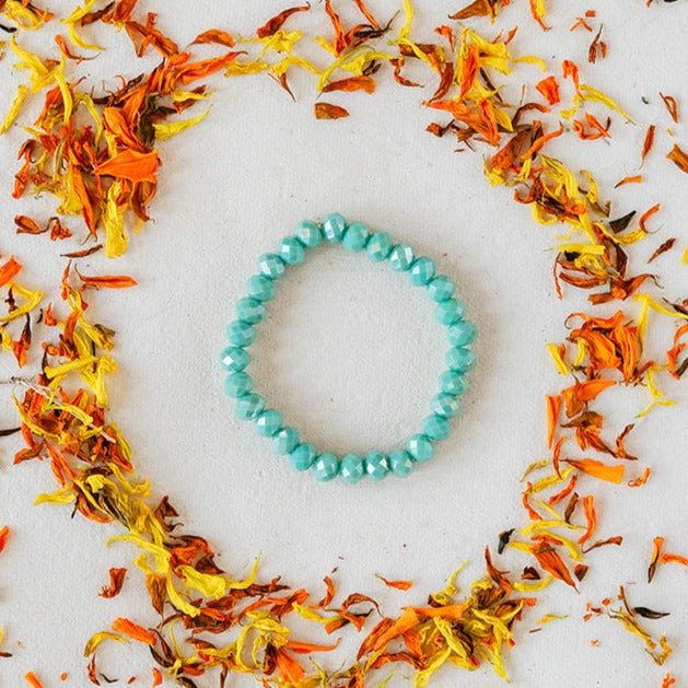 Faceted Glass Crystal Bangle Beaded Bangles Bella Vita Jewelry Turquoise 7"