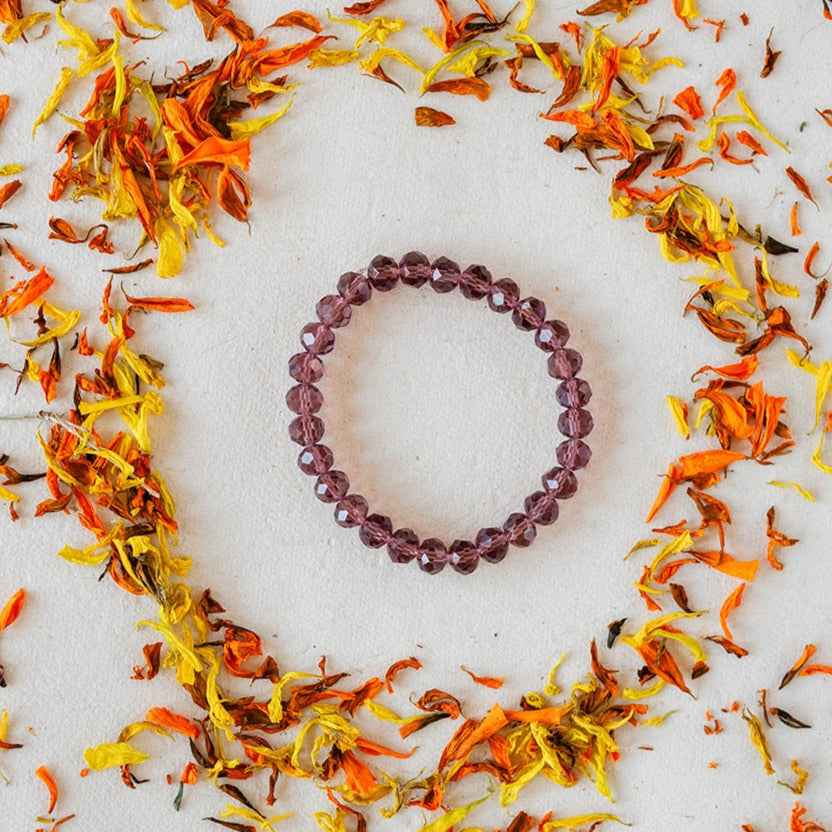 Faceted Glass Crystal Bangle Beaded Bangles Bella Vita Jewelry Amethyst 7"