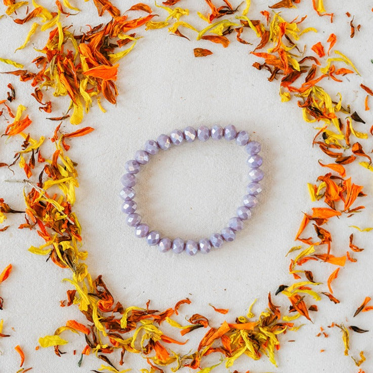 Faceted Glass Crystal Bangle Beaded Bangles Bella Vita Jewelry Lilac Purple 7"