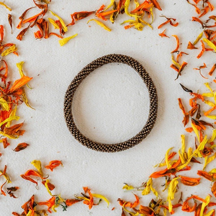 Seed Beaded Bangle Beaded Bangles Bella Vita Jewelry Antique Brown