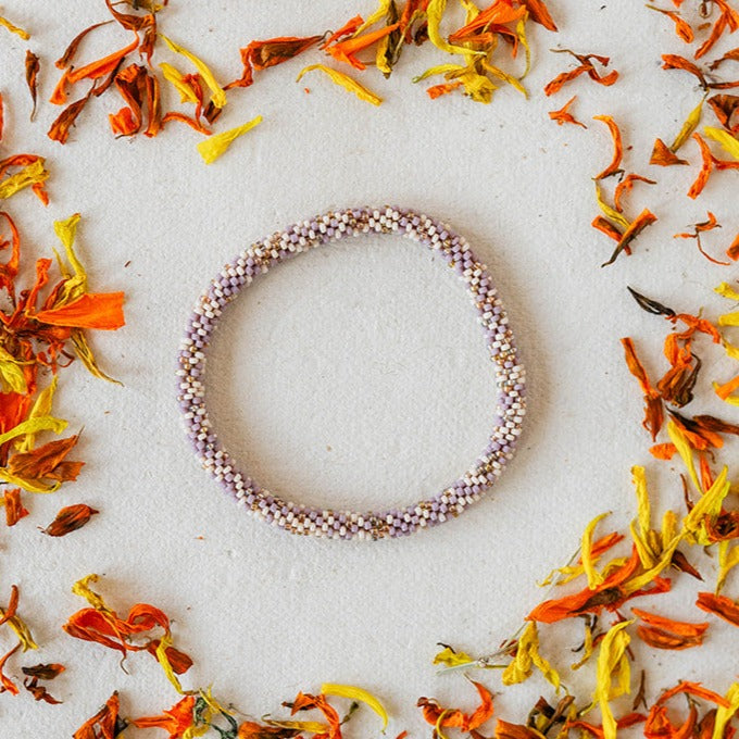 Seed Beaded Bangle Beaded Bangles Bella Vita Jewelry Purple Mix