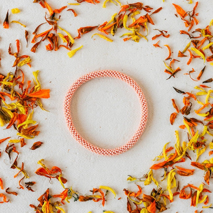 Seed Beaded Bangle Beaded Bangles Bella Vita Jewelry Soft Pink