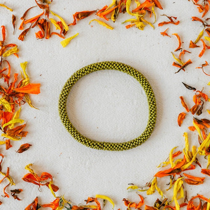 Seed Beaded Bangle Beaded Bangles Bella Vita Jewelry Olive