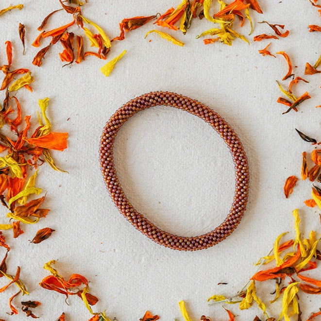 Seed Beaded Bangle Beaded Bangles Bella Vita Jewelry Coppery Amber