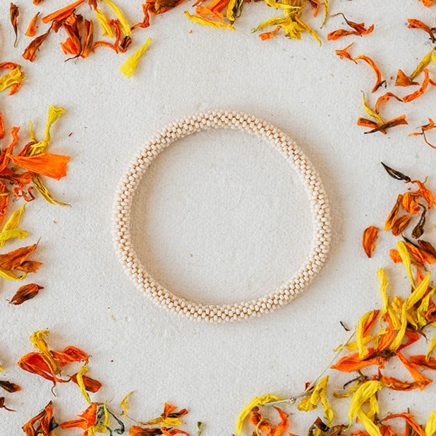 Seed Beaded Bangle Beaded Bangles Bella Vita Jewelry Beige