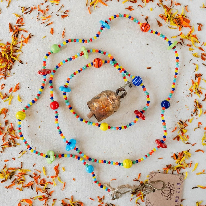 Glass Flowers Beaded Bell Garden Moksha