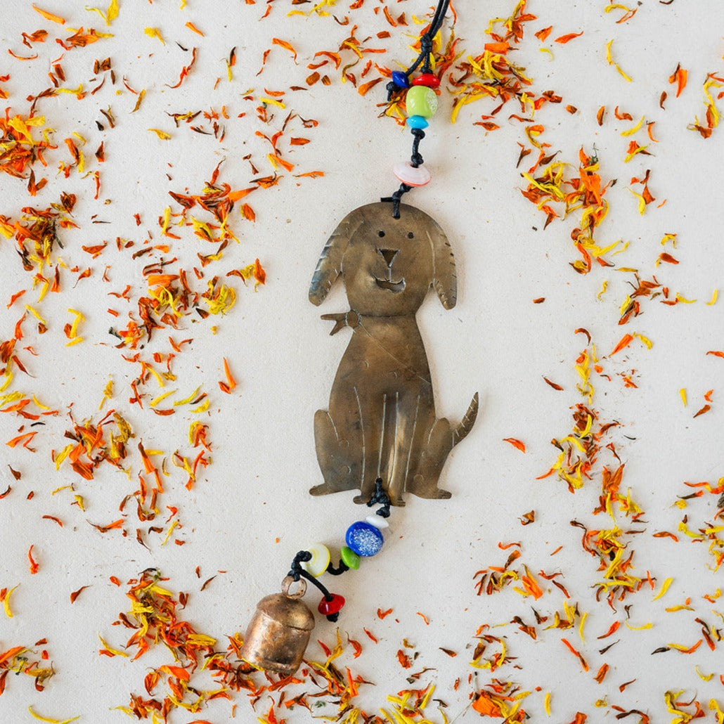 Beaded Sitting Dog Chime Garden Moksha