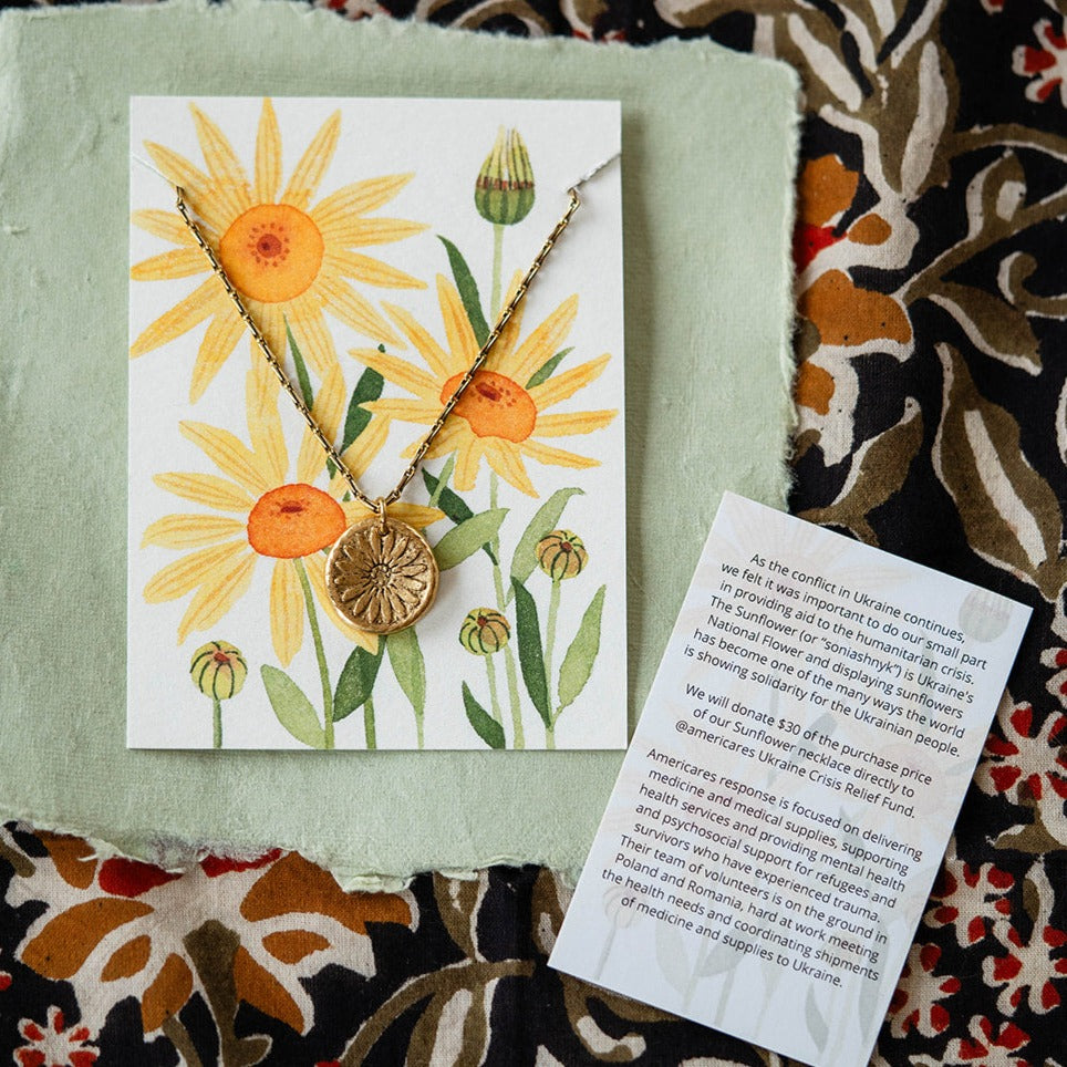 Soniashnyk Sunflower Necklace - benefitting Americares Ukraine Crisis Relief Fund Charm + Pendant Necklaces Bella Vita