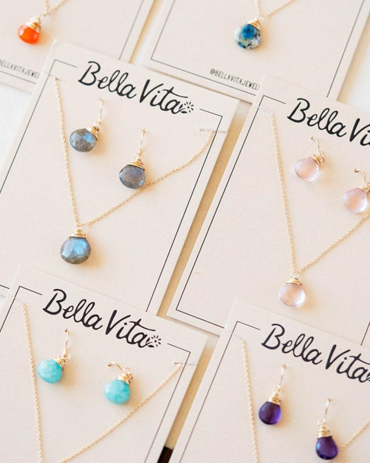 Natural Stone Jewelry Gift Sets Charm + Pendant Necklaces Bella Vita Jewelry