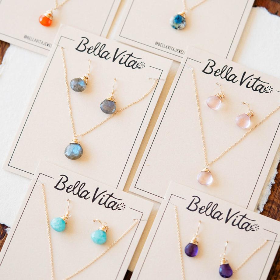 Natural Stone Jewelry Gift Sets Charm + Pendant Necklaces Bella Vita Jewelry