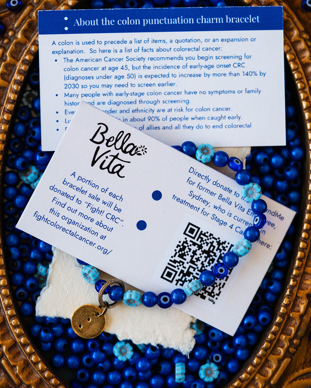 Fight CRC Colon Charm Bracelet Beaded Bangles Bella Vita Jewelry