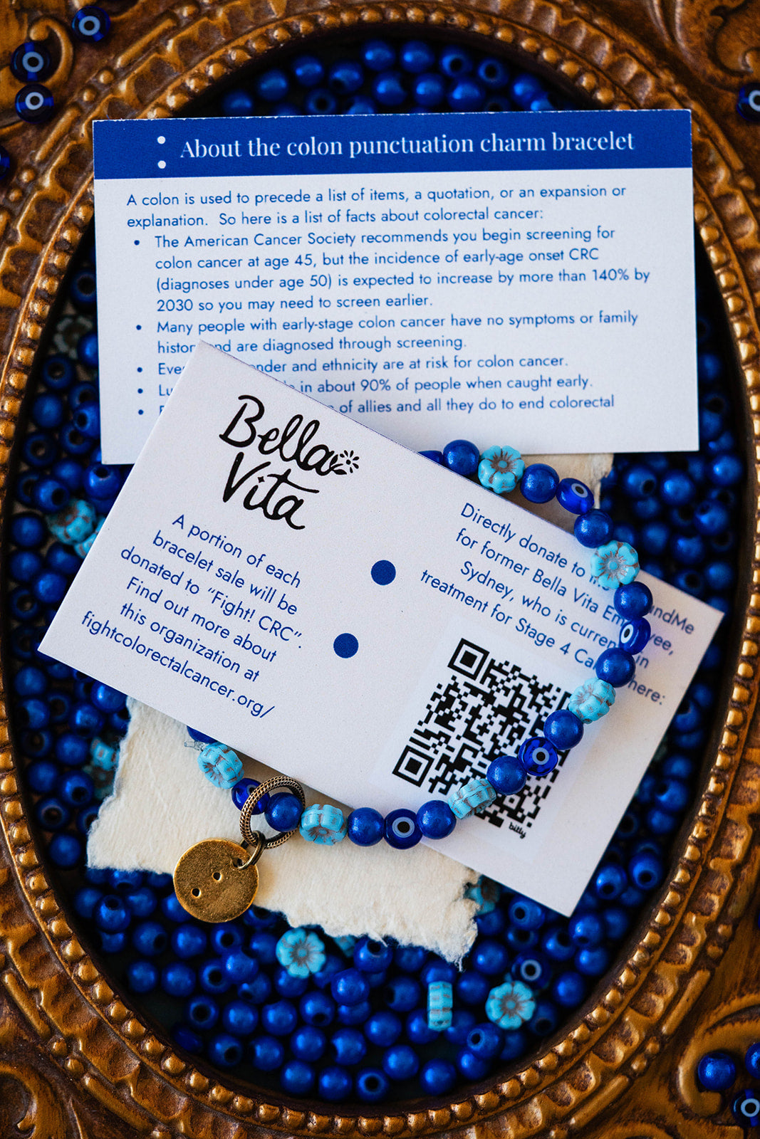 Fight CRC Colon Charm Bracelet Beaded Bangles Bella Vita Jewelry