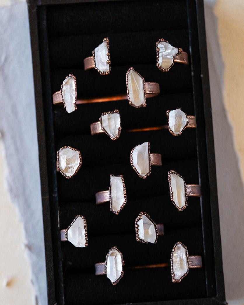 Handcrafted Natural Arkansas Quartz and Copper Cuff Bracelet  Hawkhouse