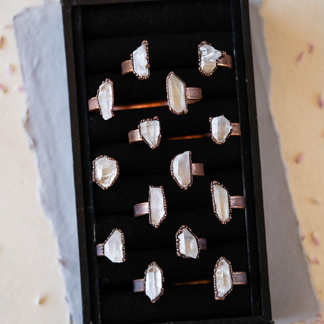 Handcrafted Natural Arkansas Quartz and Copper Cuff Bracelet  Hawkhouse