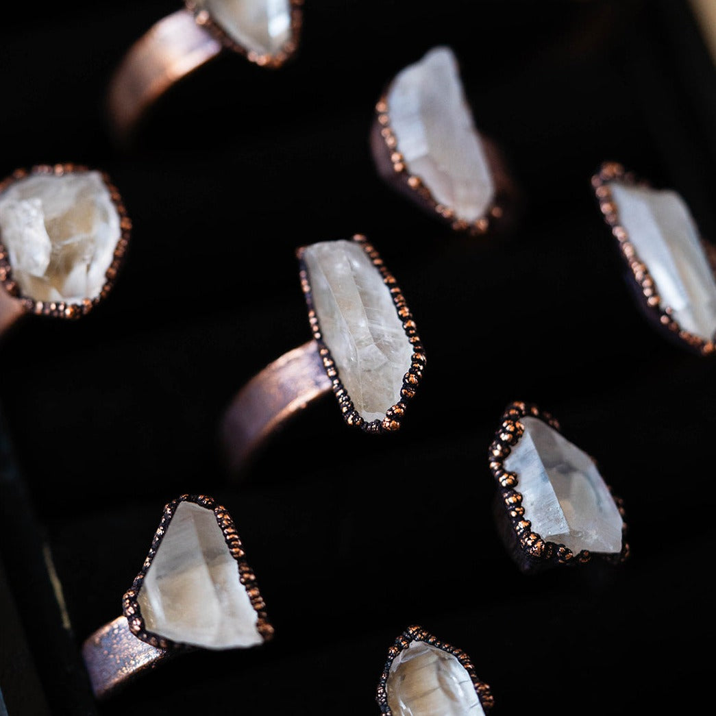 Handcrafted Natural Arkansas Quartz and Copper Cuff Bracelet  Hawkhouse