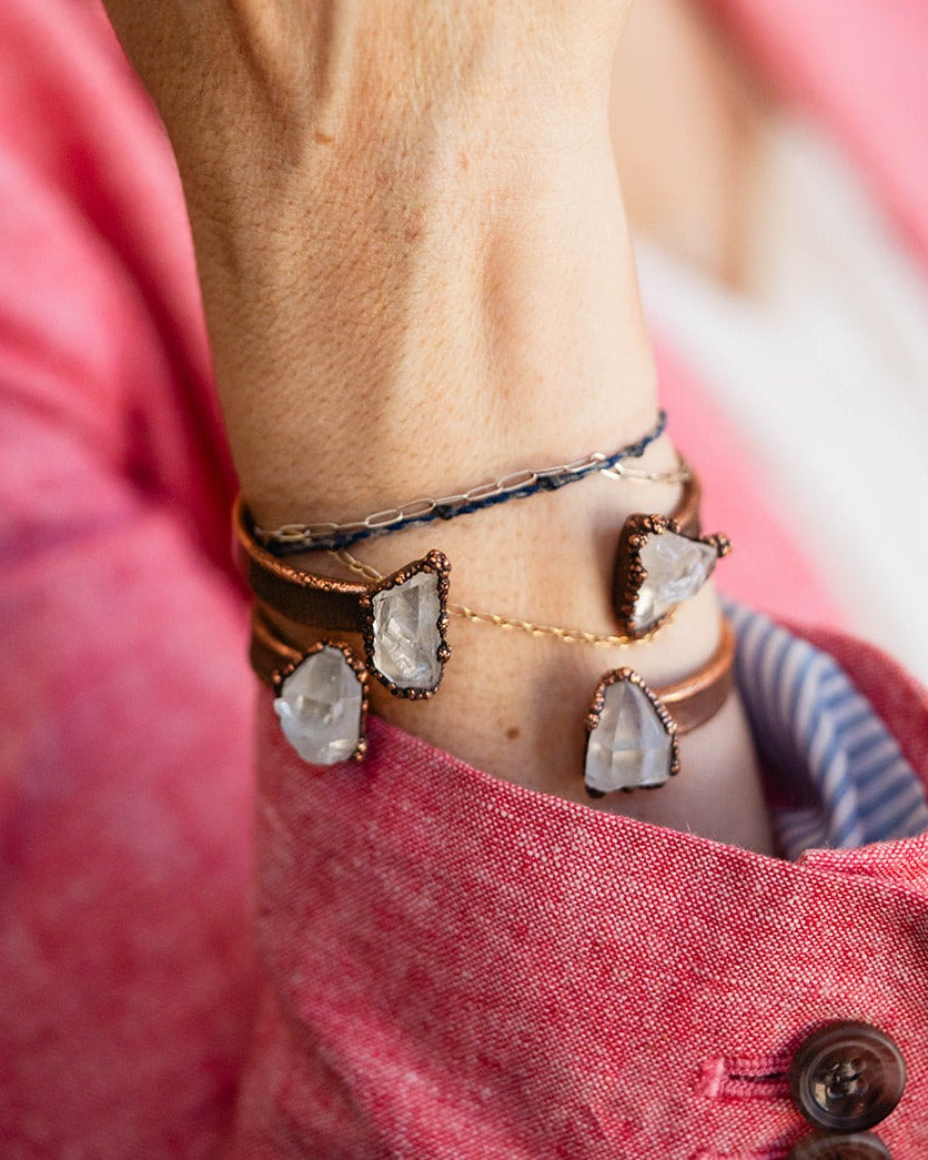 Handcrafted Natural Arkansas Quartz and Copper Cuff Bracelet  Hawkhouse